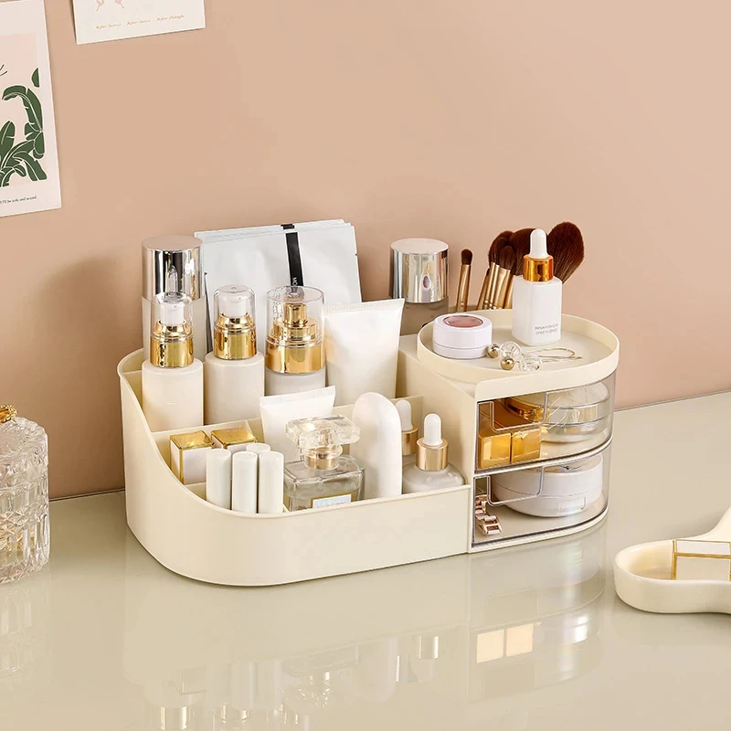 Makeup Storage Box With Mirror Desktop Dressing Table Makeup Mirror Cosmetics 9