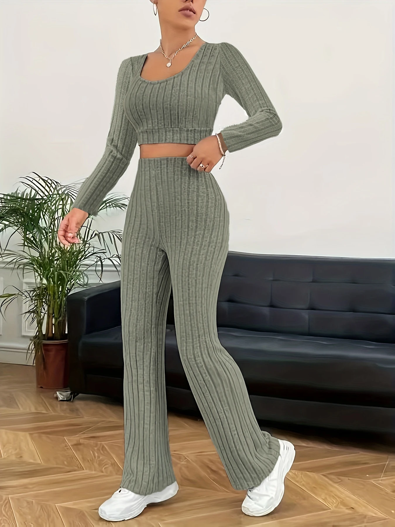 Women's Autumn and Winter Loungewear Set, Sporty Style, Slim Fit, Simple and Comfortable,, 4