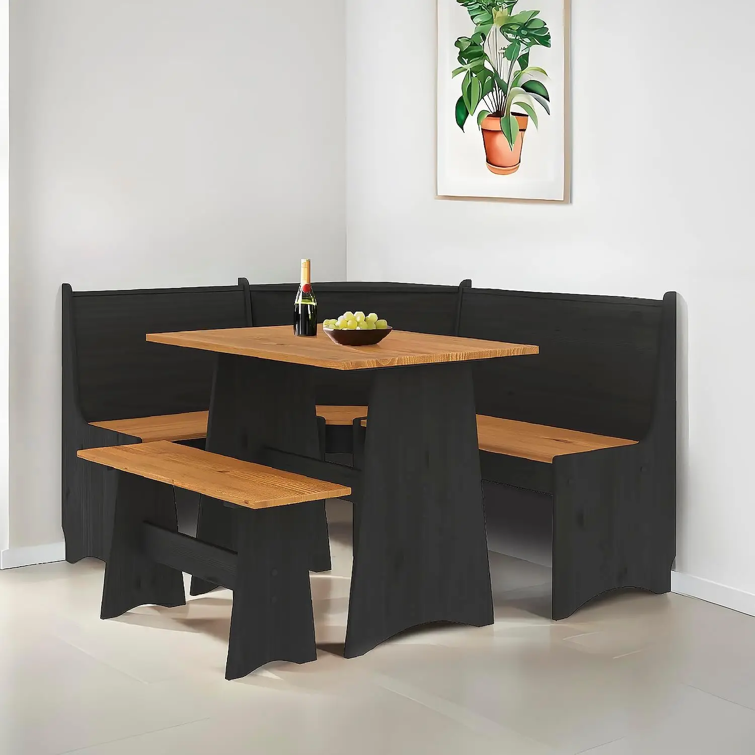 Breakfast Nook Corner Dining Table Kitchen Bench Chair Set 7