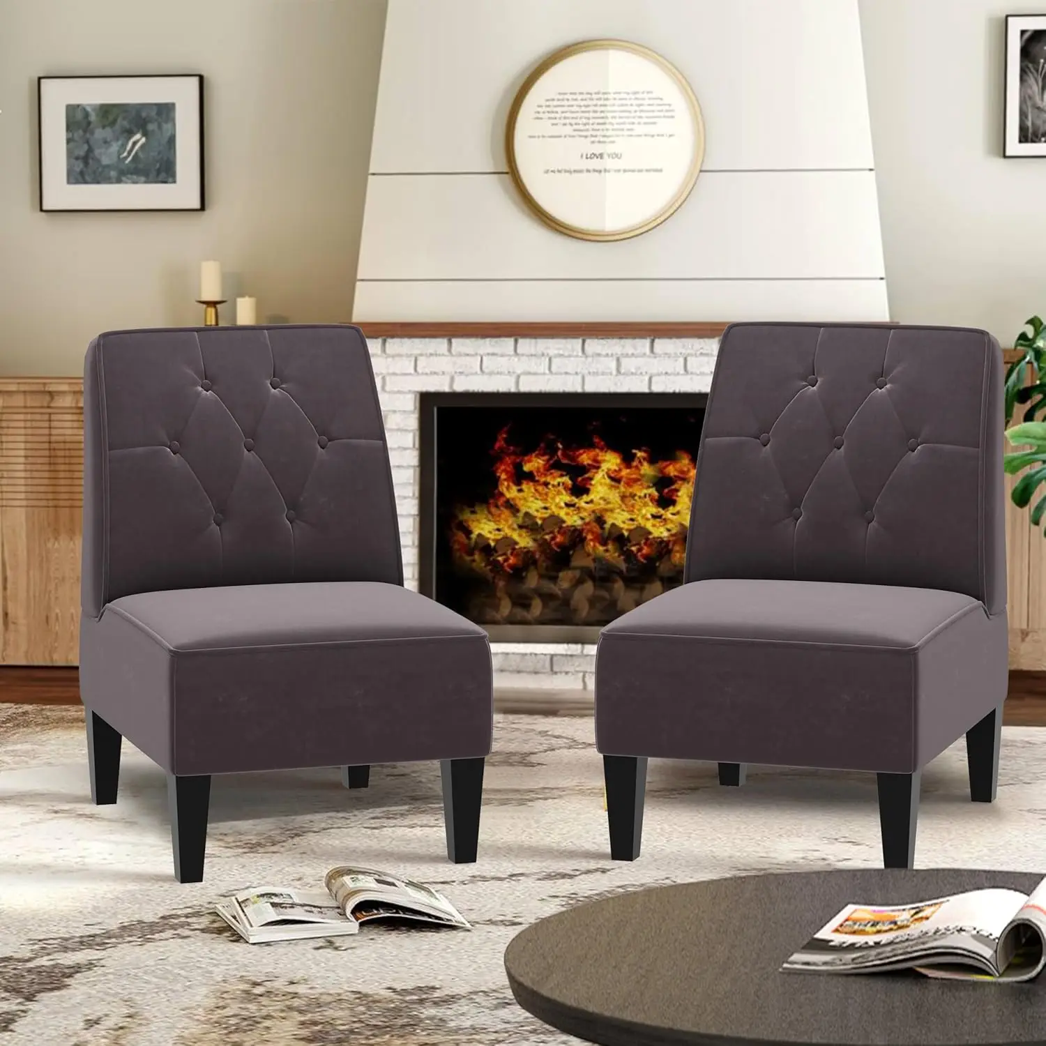 Accent Chaires Set of 2 Upholstered 9