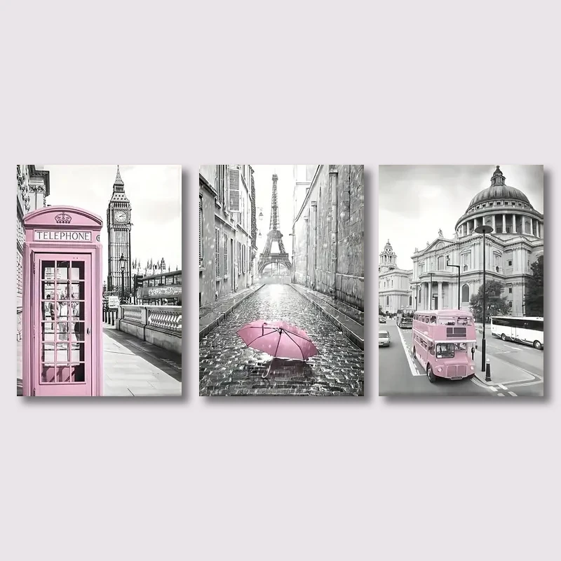 3pcs Modern Art Canvas Poster Eiffel Tower Girls Bedroom Decoration 7