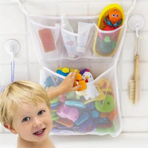 1PC Home bathroom mesh bag, hanging shower toy storage bag with suction cup, multifunctional toiletry bag 1