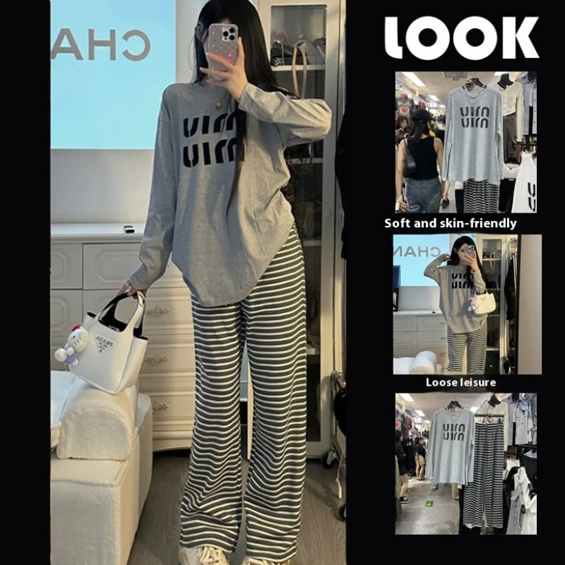 Spring and Autumn New Ladies Ins Style Pajamas Homewear Set Cartoon Girl Long-Sleeve Set 5