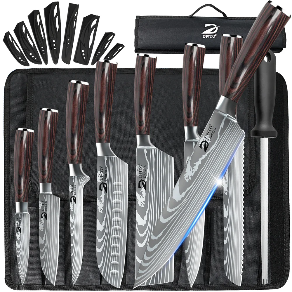 8pcs Kitchen Knife Damascus Stainless Steel Chef Knife Utility Paring 1