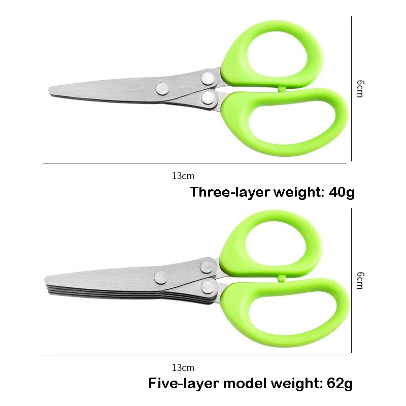 3/5 Layers Kitchen Scissors Stainless Steel Vegetable Cutter Scallion Herb 5