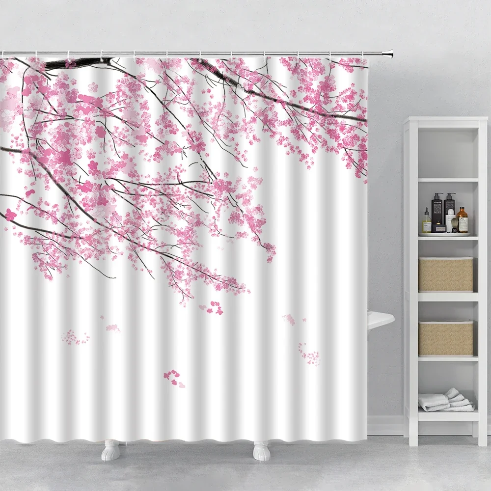 Pink Sakura Flowers Shower Curtains Japanese 20