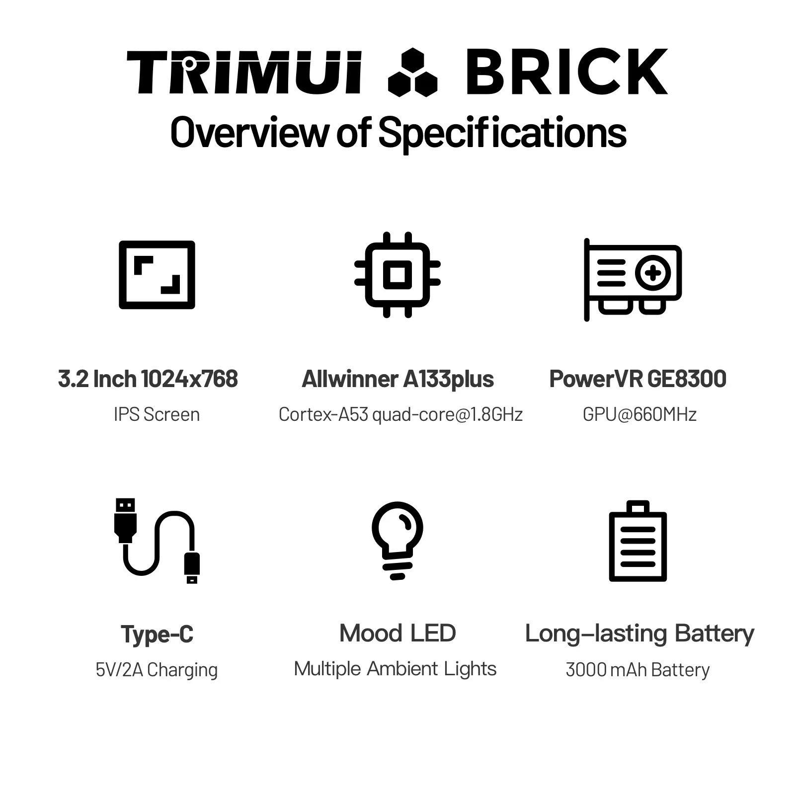 TRIMUI BRICK Handheld Game Console 3.2'' IPS Screen A133P Linux System Trimui 2