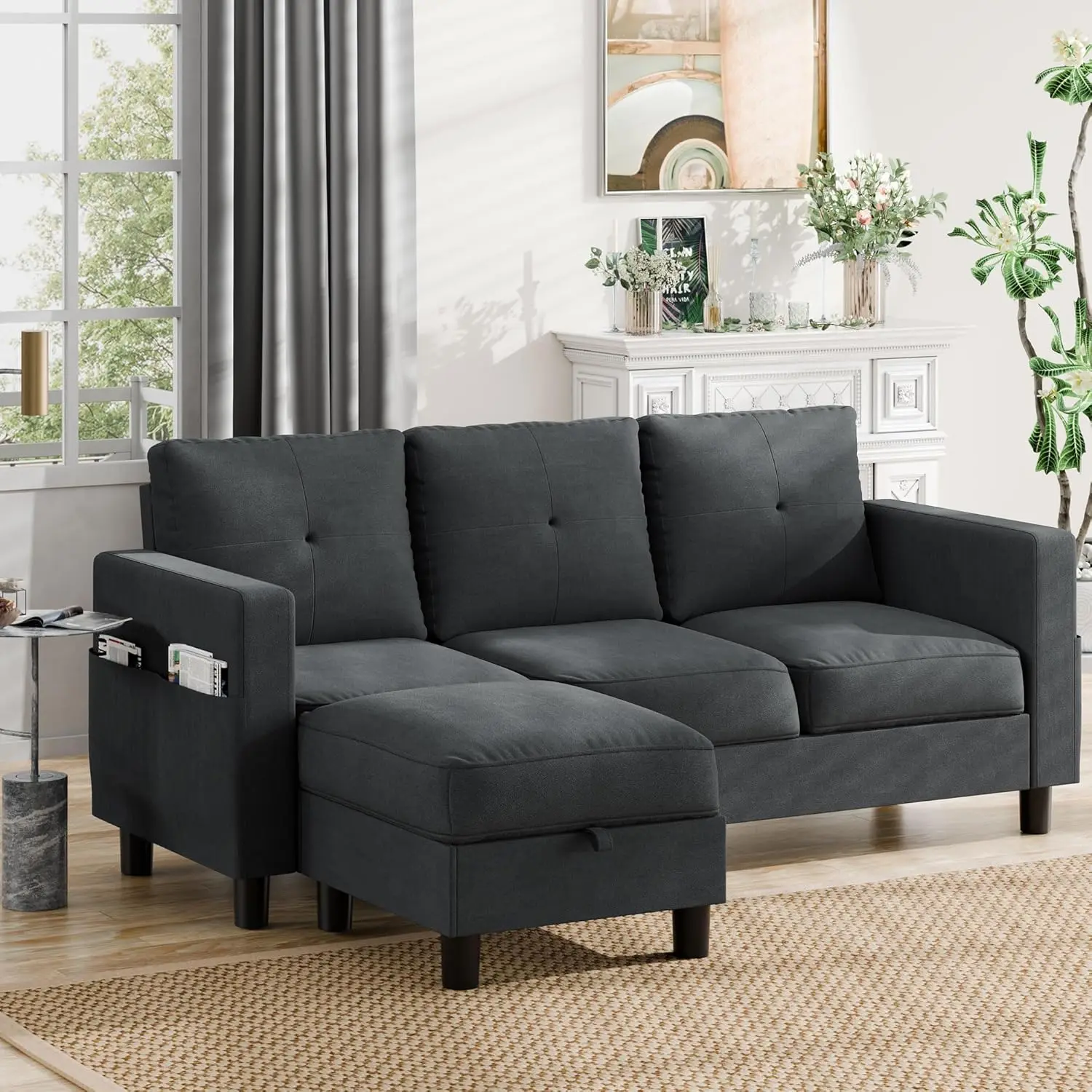 L-Shaped Couch 3 Seat Sofa 2