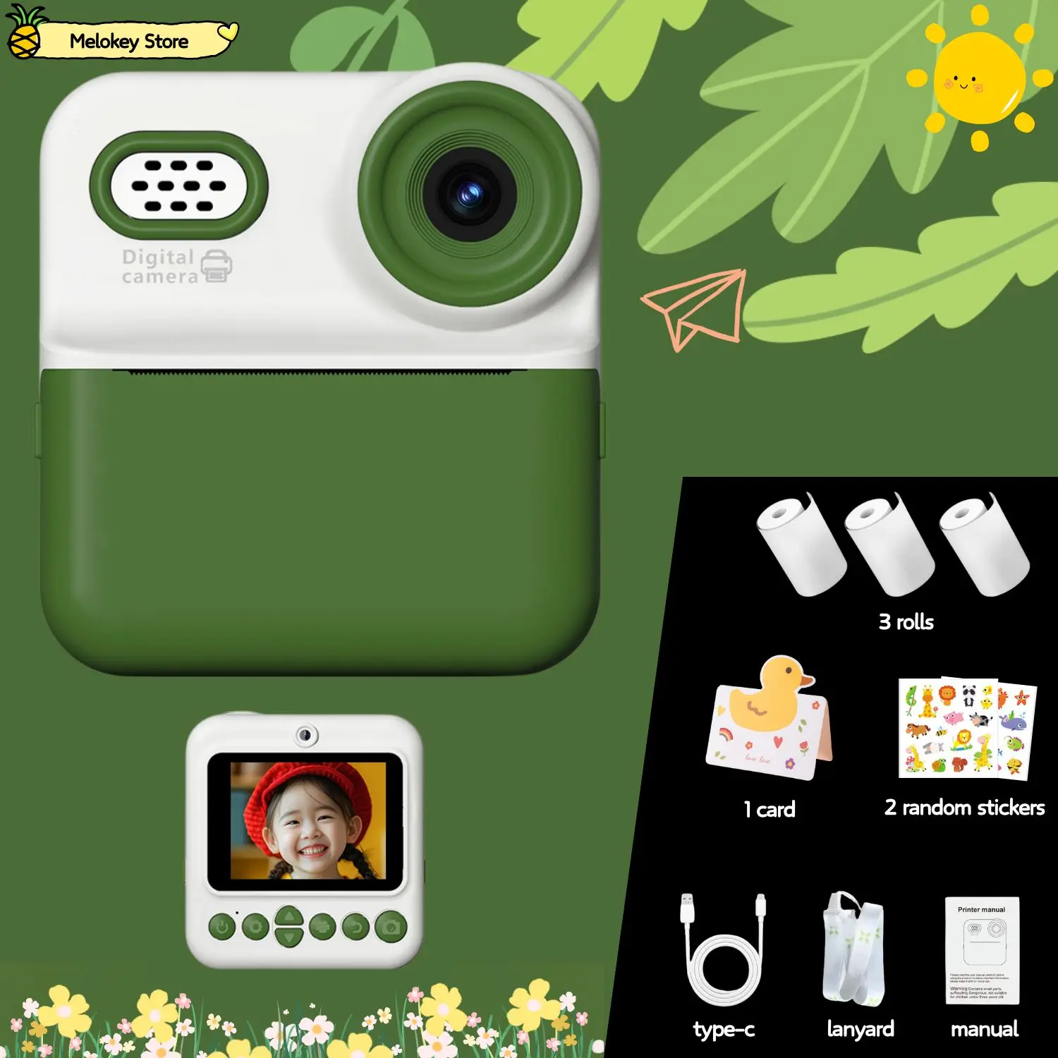 Kids Digital Camera Photo Printer with Game Cute Mini Digital Video 9