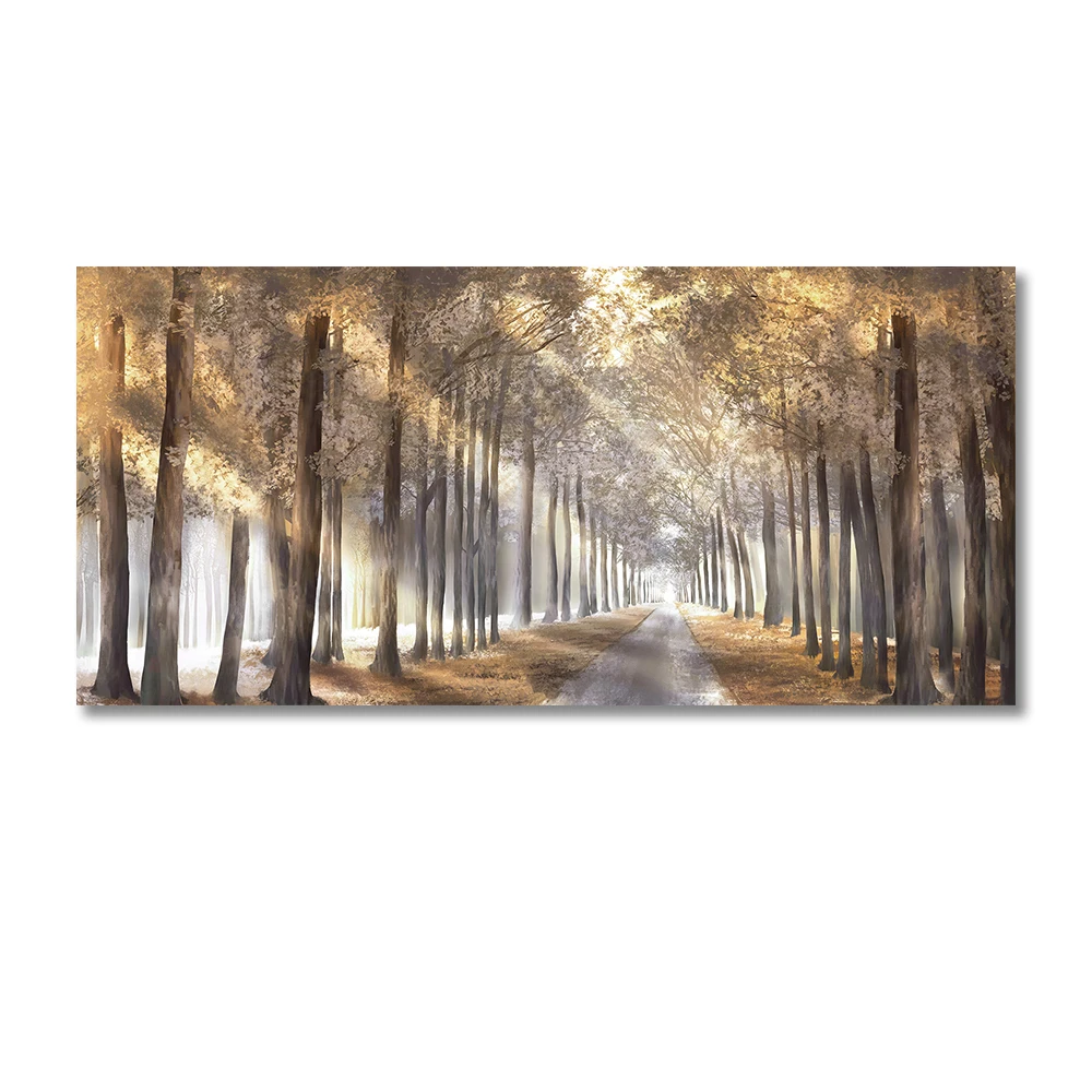Autumn Nature Forest Foggy Landscape Wall Art Canvas Painting Tree 8
