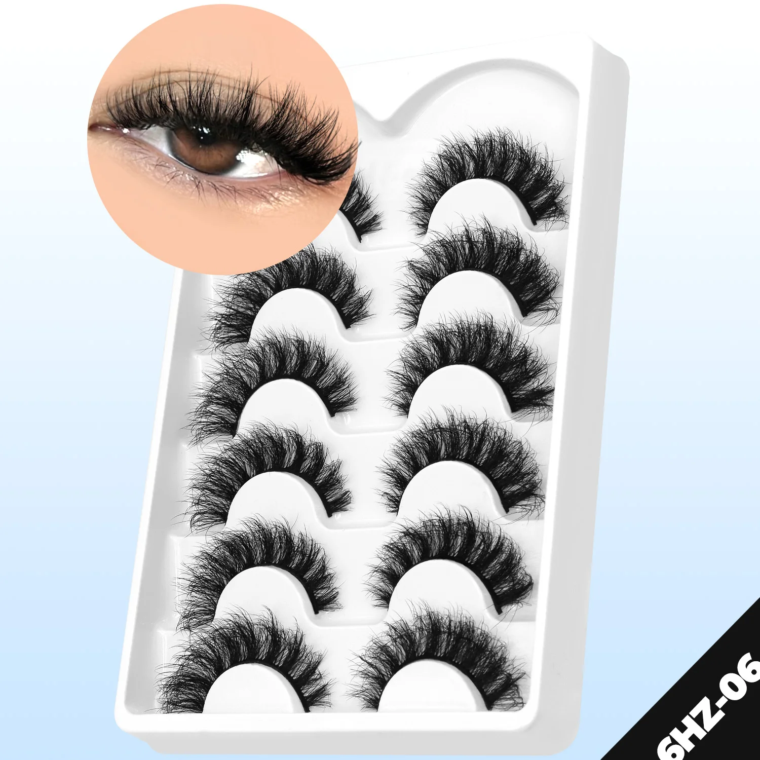 GROINNEYA Fake Lashes Fluffy Cat Eye Lashes 8D Fluffy Volume False Eyelashes 11