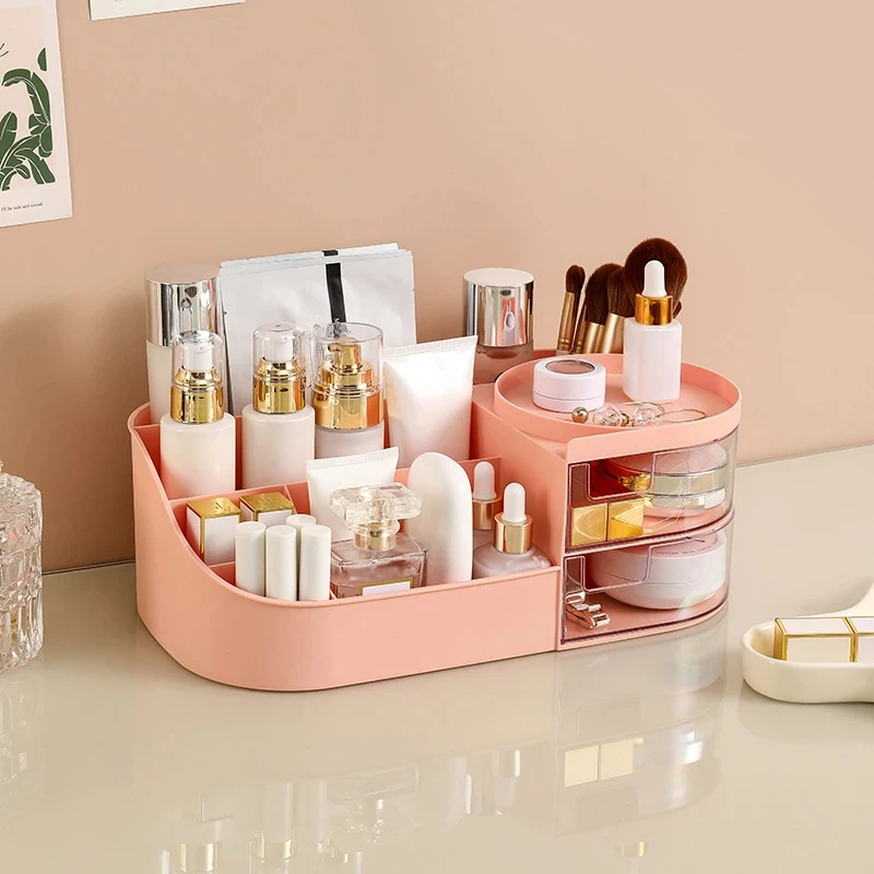 Makeup Storage Box With Mirror Desktop Dressing Table Makeup Mirror Cosmetics 10