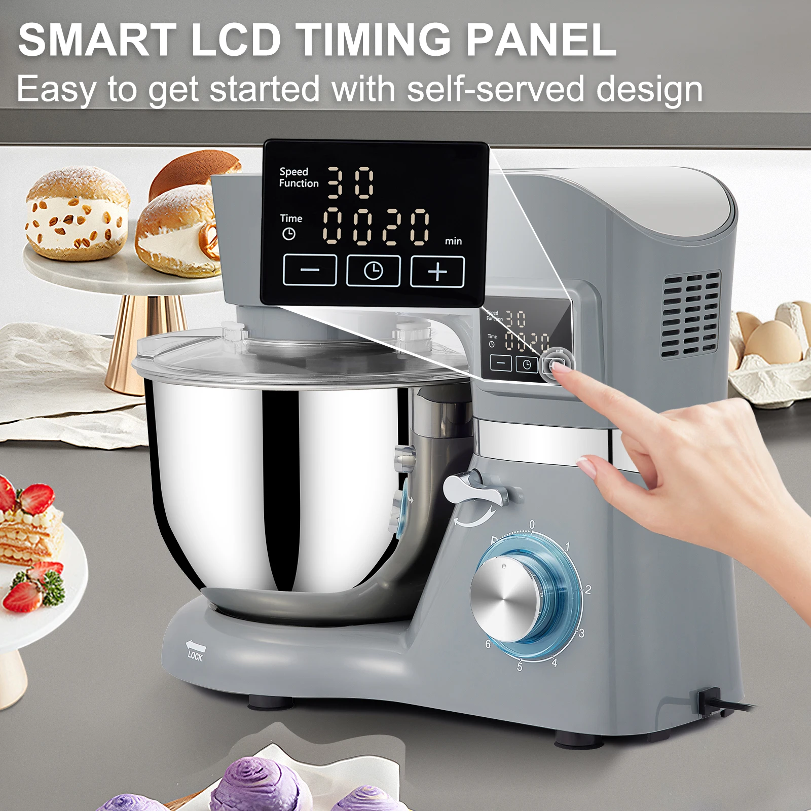 SucceBuy 5.5/7LElectric Stand Mixer with 6Speeds 2