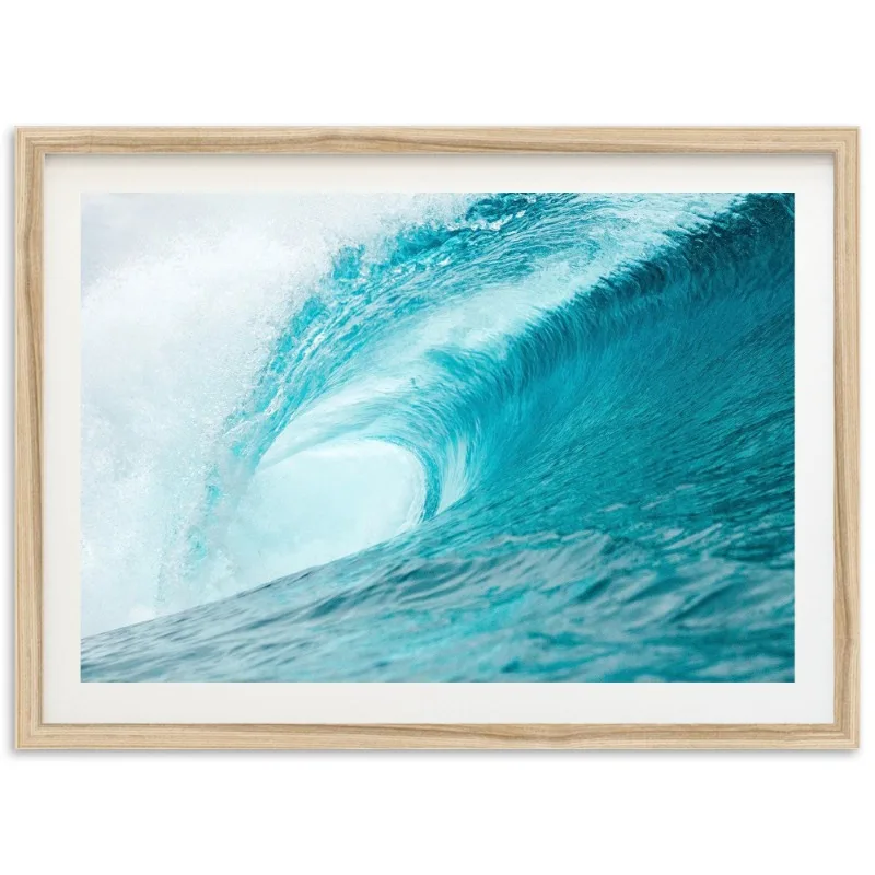 Modern Blue Ocean Waves Surf Poster Summer Seascape Coastal Beach 7