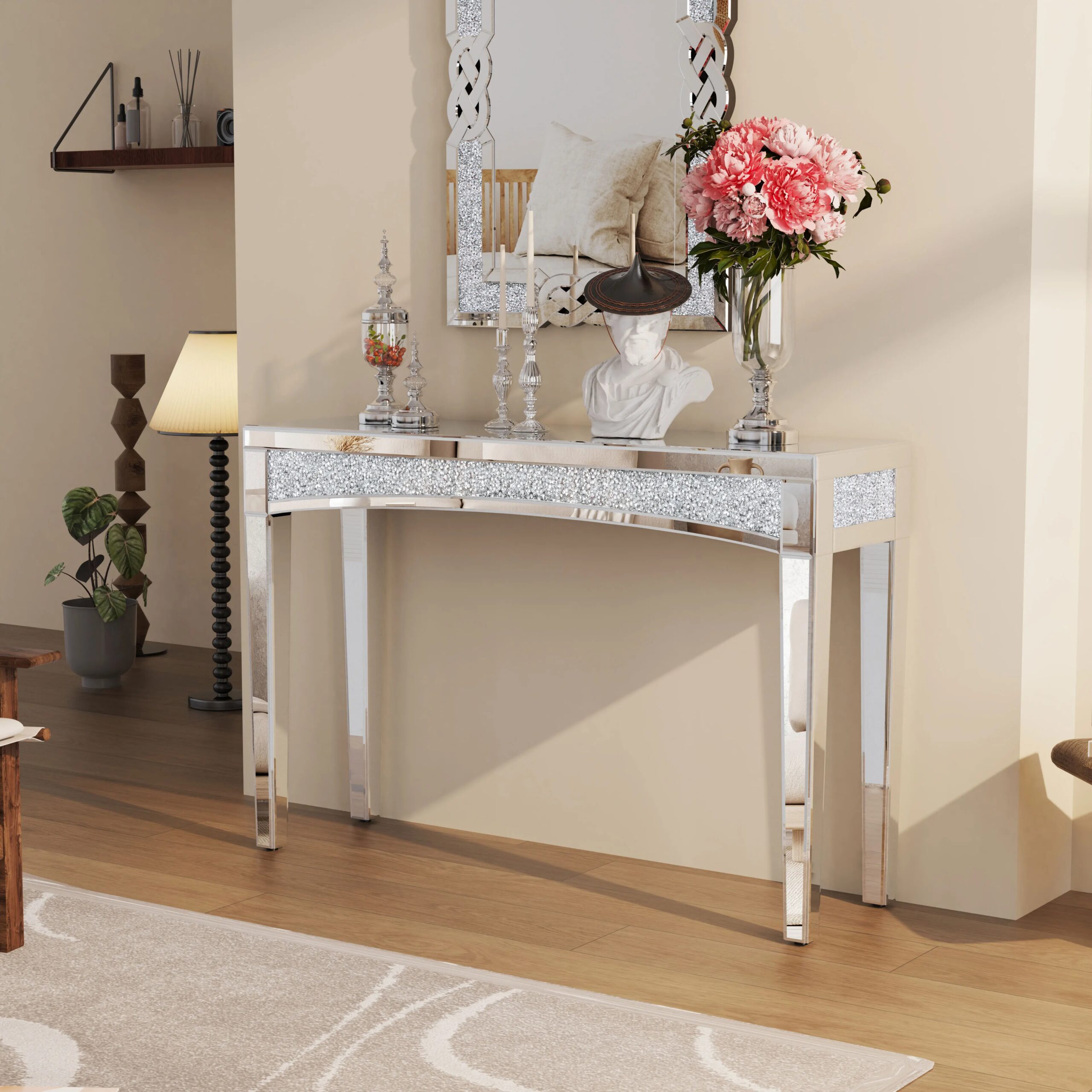 47.2 Mirrored desk silver Console 4