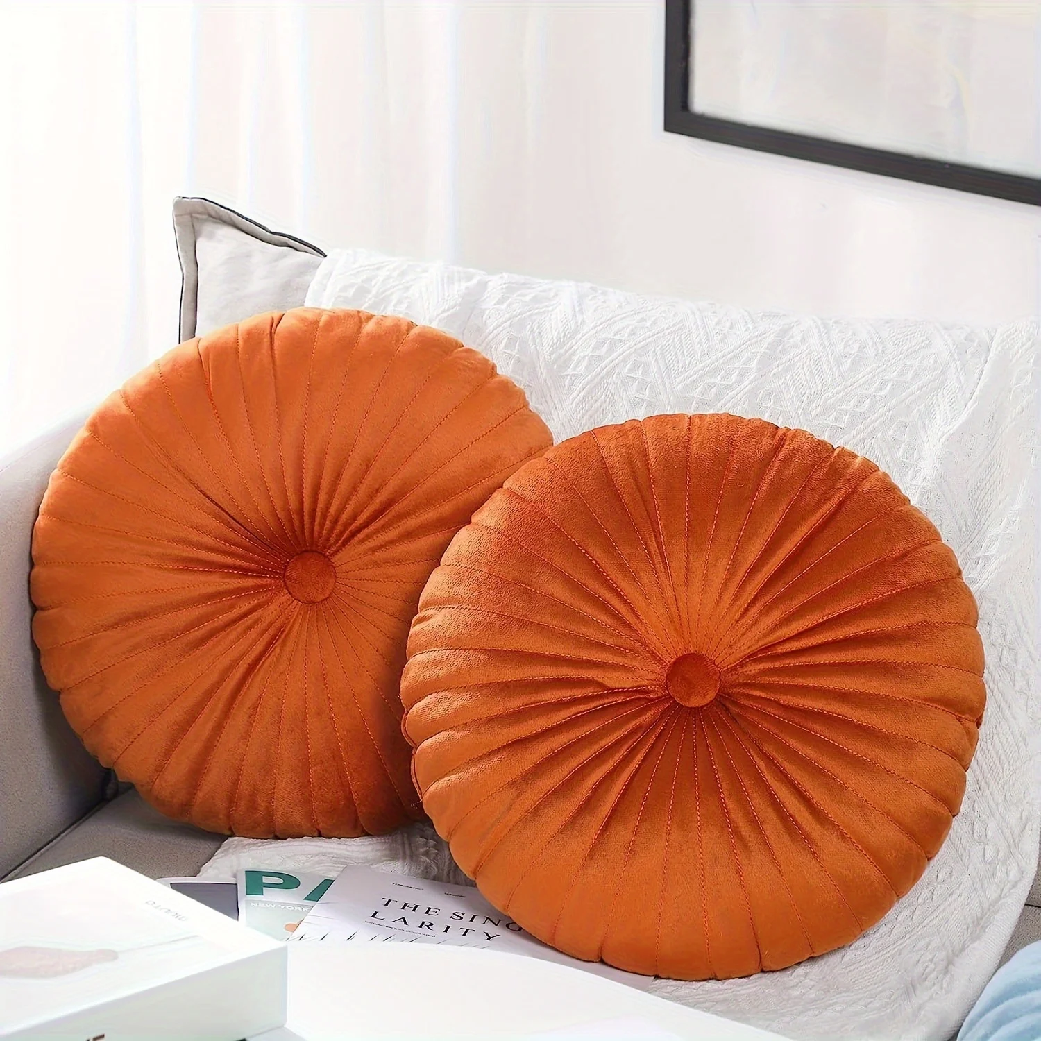 1 Nordic Modern Round Pillow - Mustard Yellow - Suitable for use on sofas 3