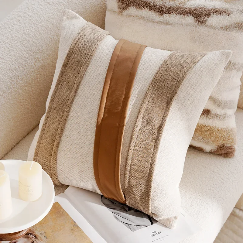 30x50/45x45CM Light Luxury Throw Pillow Cover Brown French Stamping 4