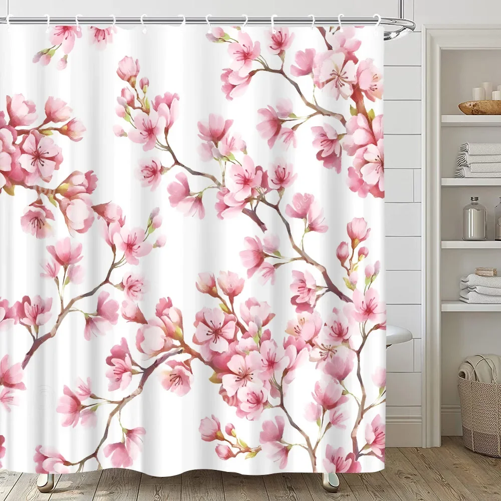 Pink Sakura Flowers Shower Curtains Japanese 14