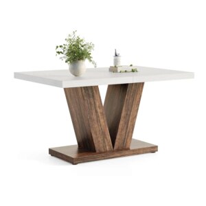 47 Inches Dining Table for 4, Modern Dining Room Tables, White Rectangle Kitchen 1