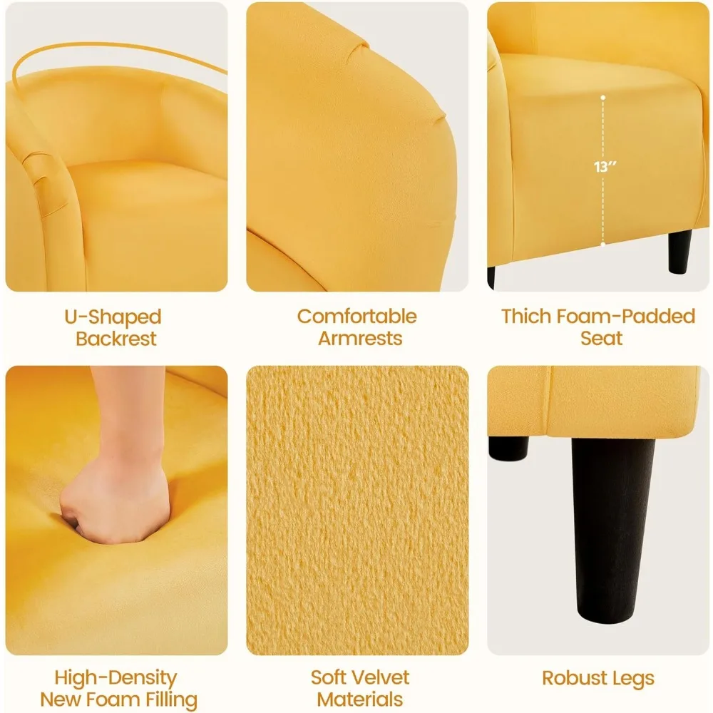 Yellow Chairs Set of 2, Accent Chair 6