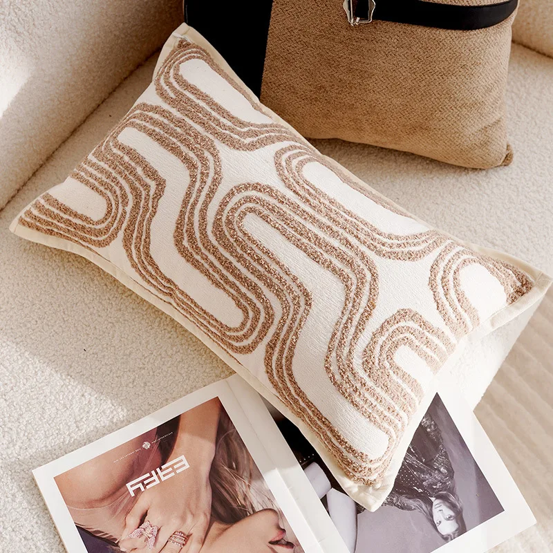 30x50/45x45CM Light Luxury Throw Pillow Cover Brown French Stamping 20