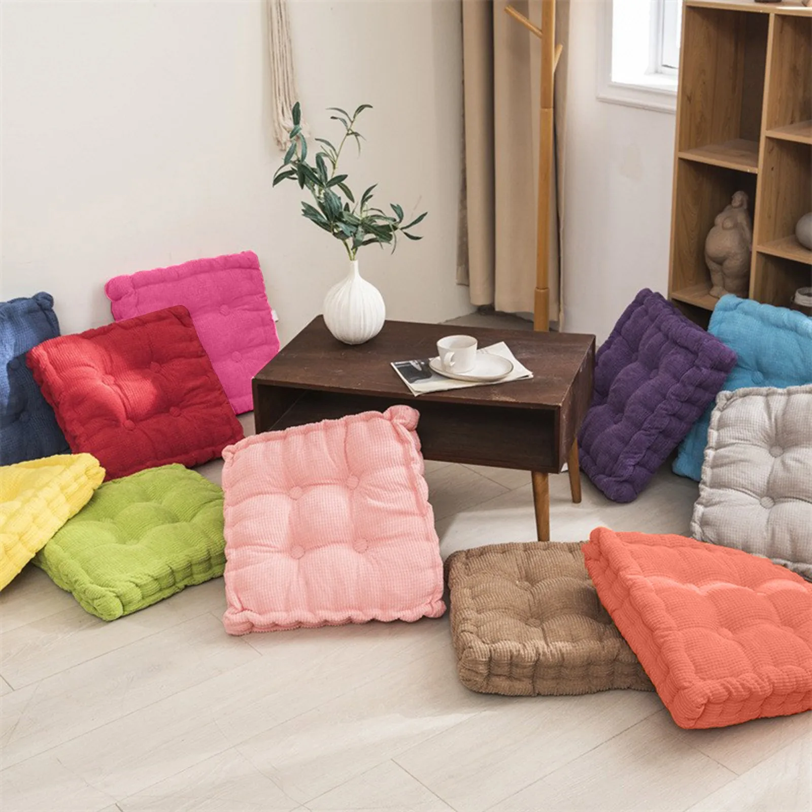 Meditation Floor Square Pillow For Seating On Floor Solid 2