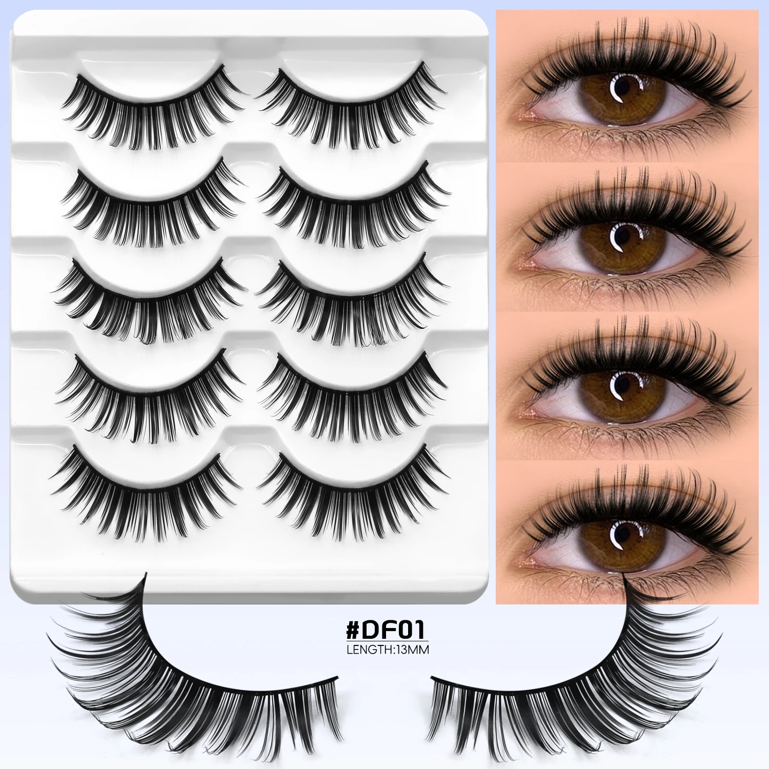 GROINNEYA Fake Lashes Fluffy Cat Eye Lashes 8D Fluffy Volume False Eyelashes 7