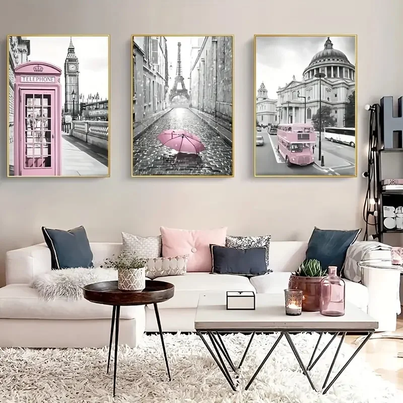 3pcs Modern Art Canvas Poster Eiffel Tower Girls Bedroom Decoration 6