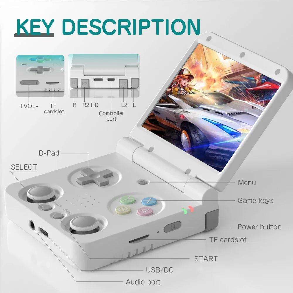 MIYOO Flip V2 Handheld Game Players 3.5''IPS Screen LGift Gaming 4