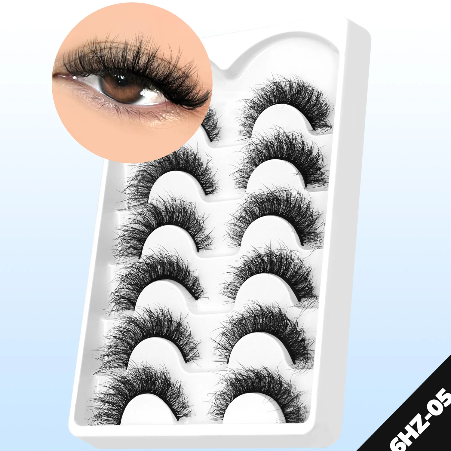GROINNEYA Fake Lashes Fluffy Cat Eye Lashes 8D Fluffy Volume False Eyelashes 12