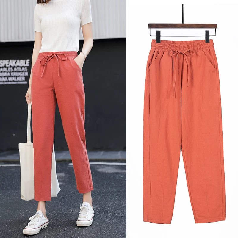Womens Spring Summer Pants Cotton Linen 13