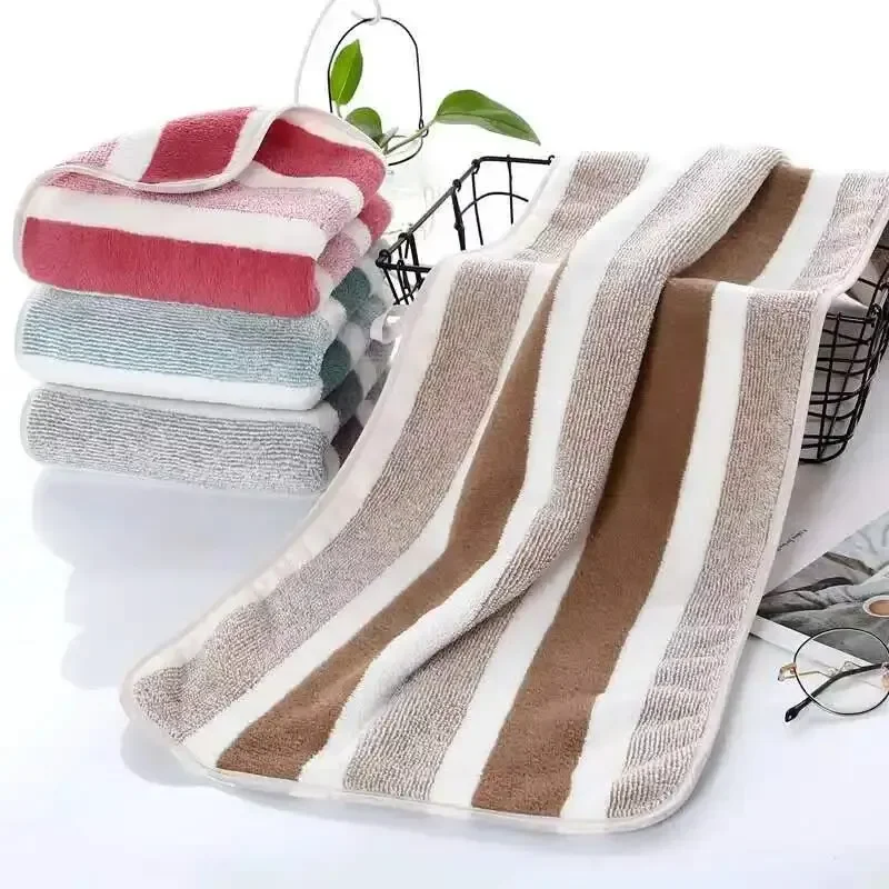 2PCS Bath Towel Striped Pattern Thickened Absorbent Towel 4