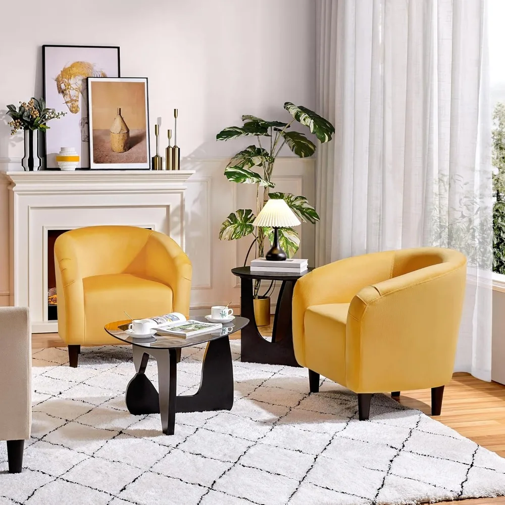 Yellow Chairs Set of 2, Accent Chair 4
