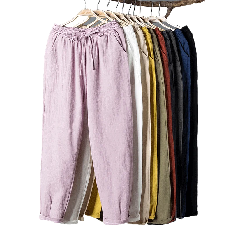 Womens Spring Summer Pants Cotton Linen 4