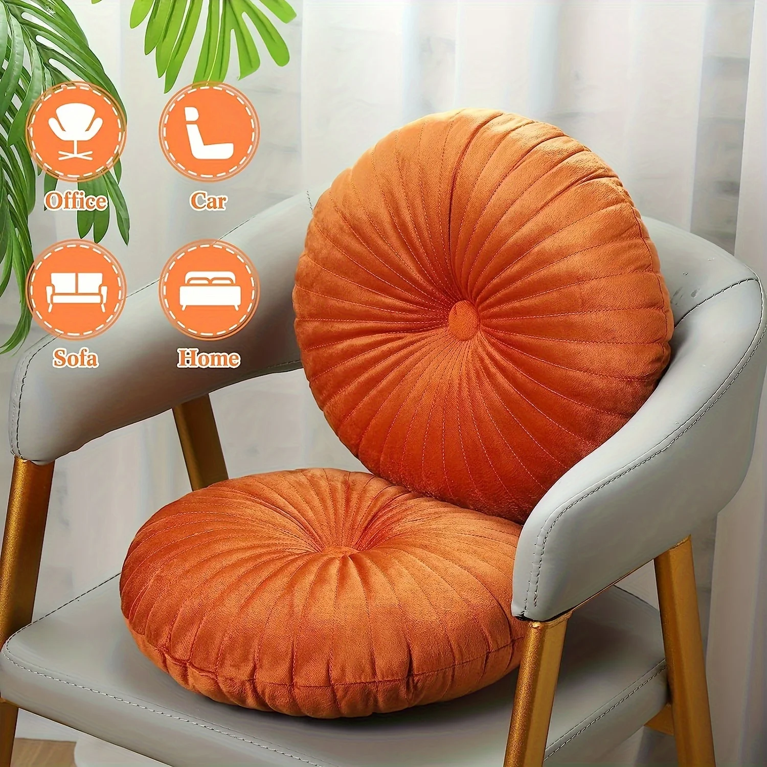 1 Nordic Modern Round Pillow - Mustard Yellow - Suitable for use on sofas 5