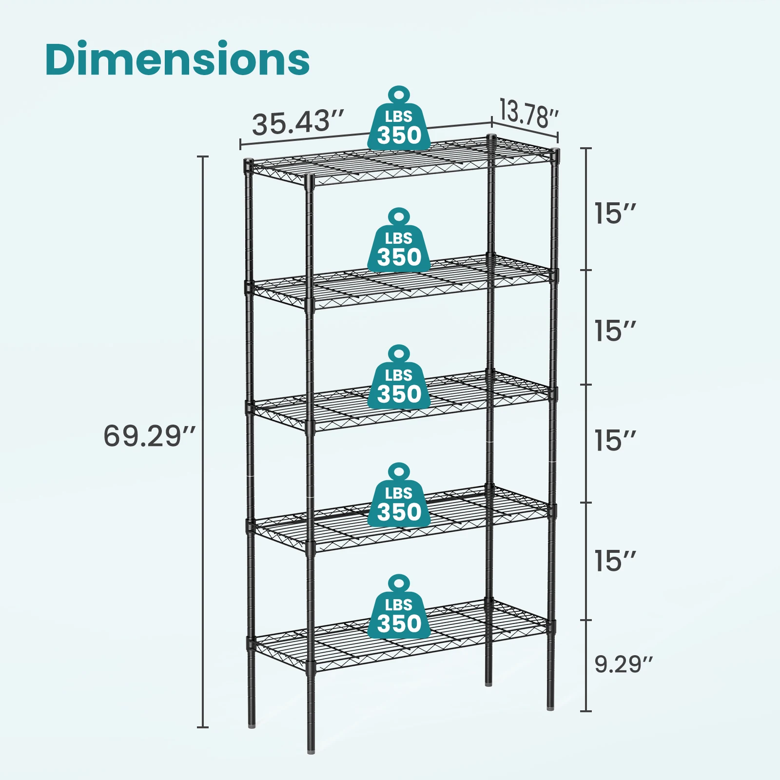 JHK 3-5 Tier Storage Bookshelf 7