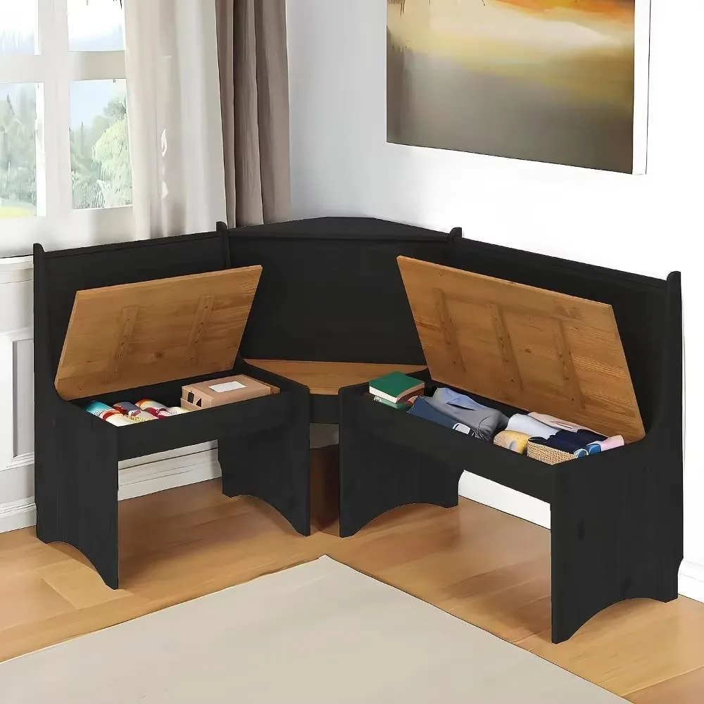 Breakfast Nook Corner Dining Table Kitchen Bench Chair Set 5