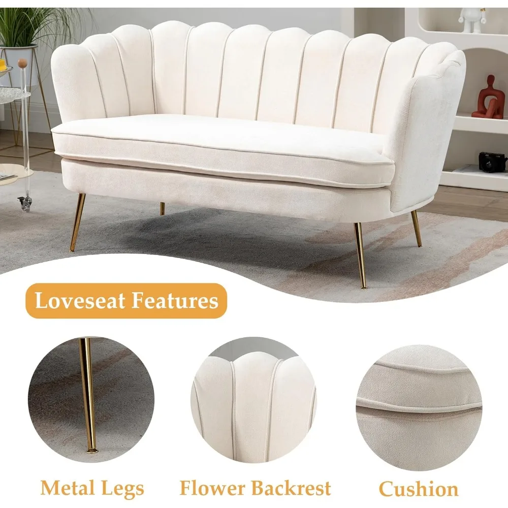 59” Small Modern Chenille Loveseat Sofa, 2-Seat 3