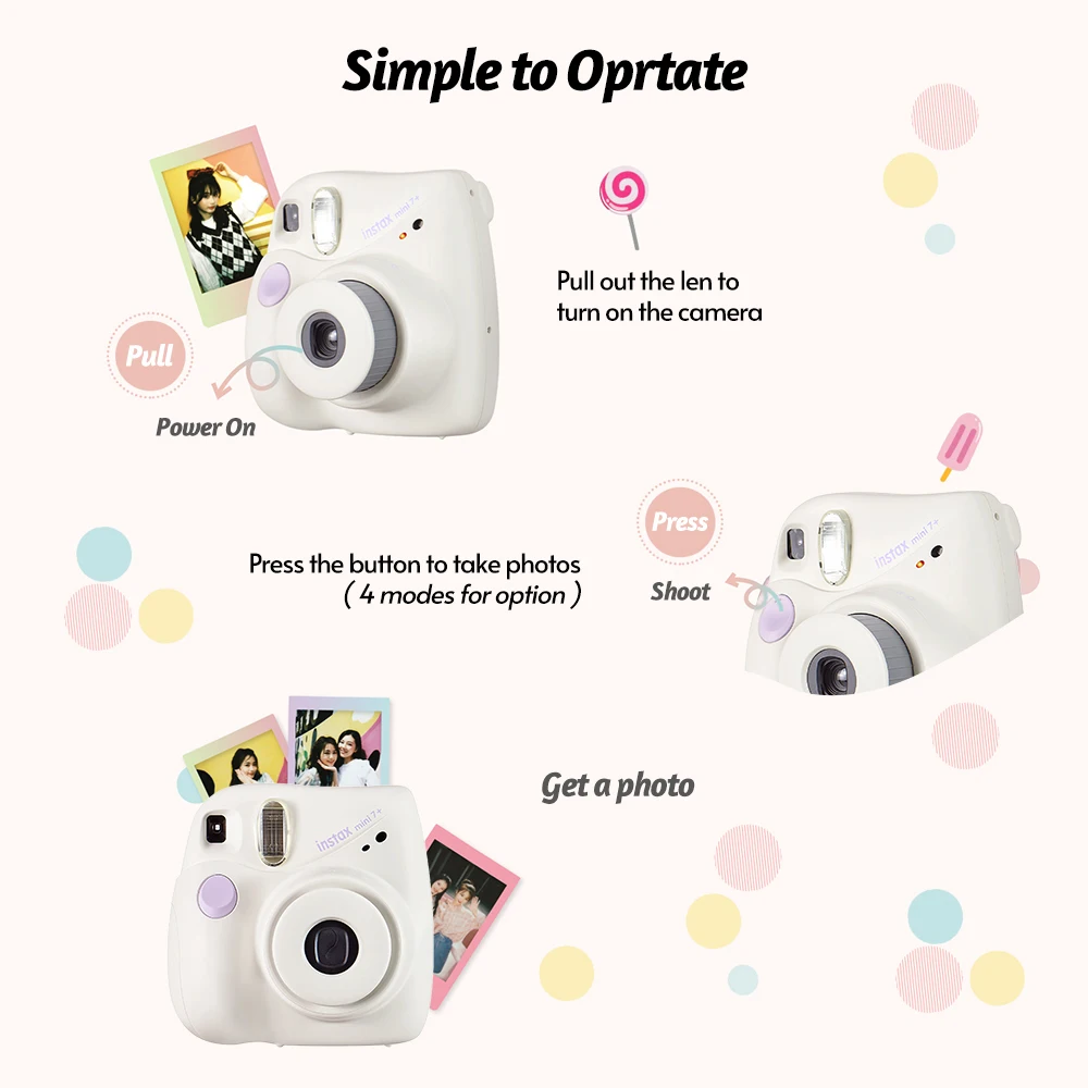 Fujifilm Instax Mini 7+ Mini SE Instant Camera Film Cam 4