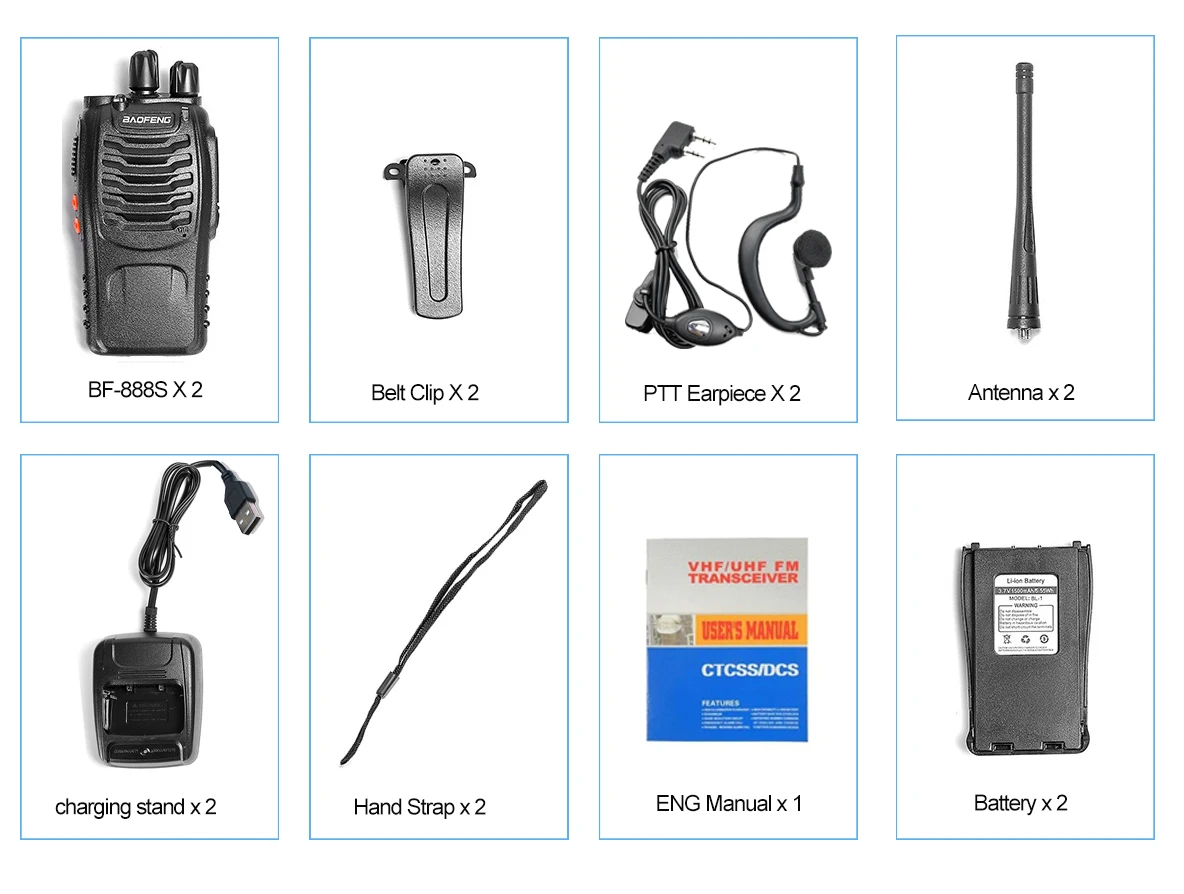 2pcs 4pcs 6pcs Baofeng BF-888S With Headphones 5km Long Range Walkie Talkiee 7
