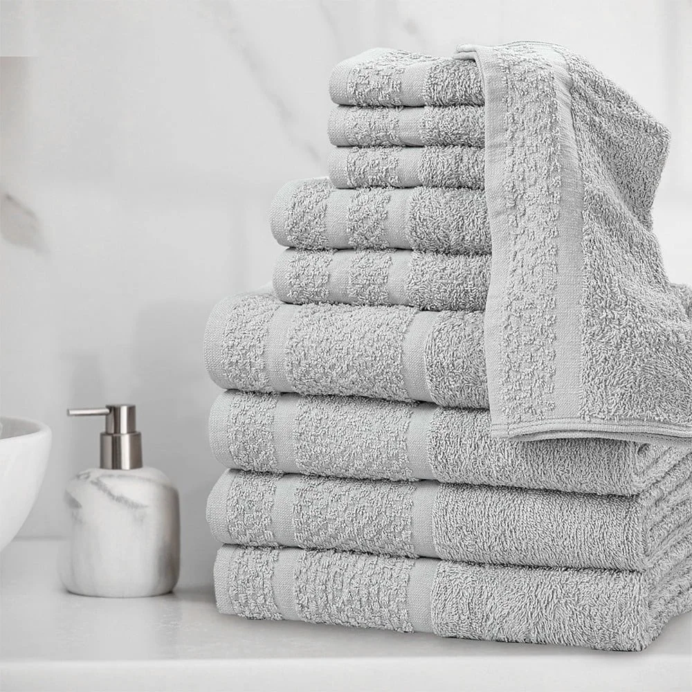10 Piece Towel Set Soft Absorbent Cotton Quick Dry Bath Towels 1