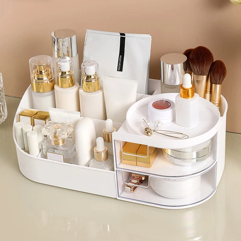 Makeup Storage Box With Mirror Desktop Dressing Table Makeup Mirror Cosmetics 3