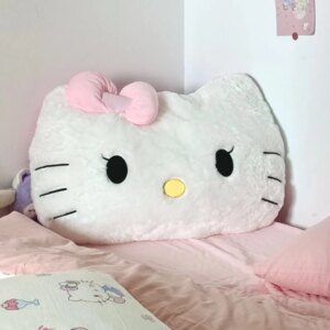 Big Size Fluffy White Cat Back Cushion Stuffed Anime Sofa Bed White Cat Pillow 1