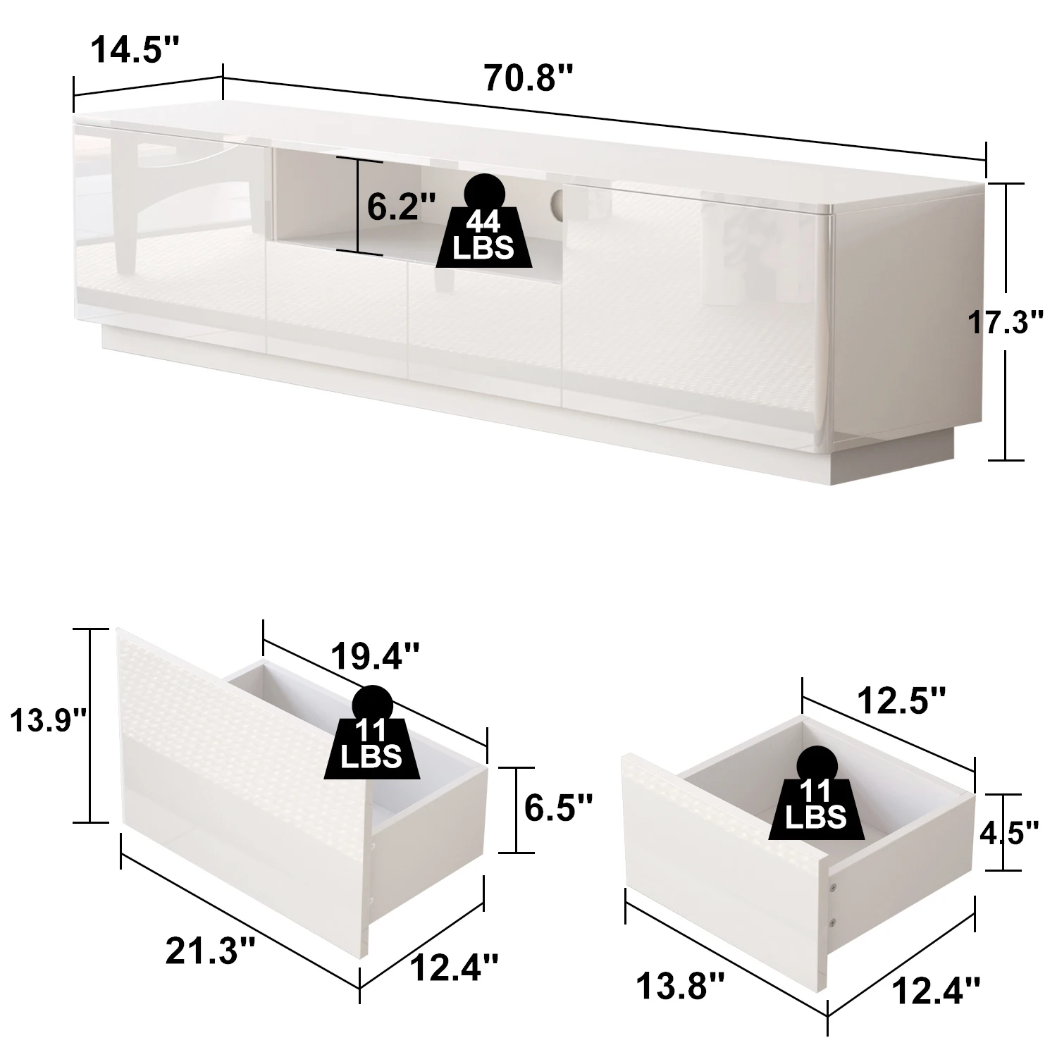 FUFU&GAGA Modern TV Stand with LED Light 6