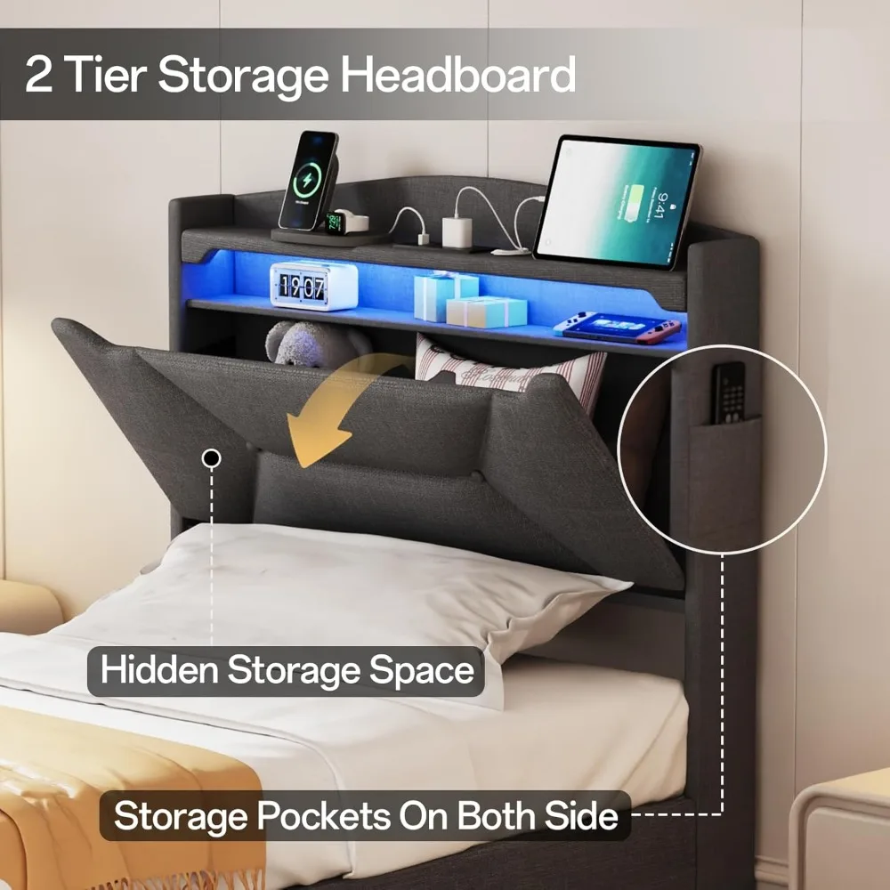 Twin size bed frame with storage 4