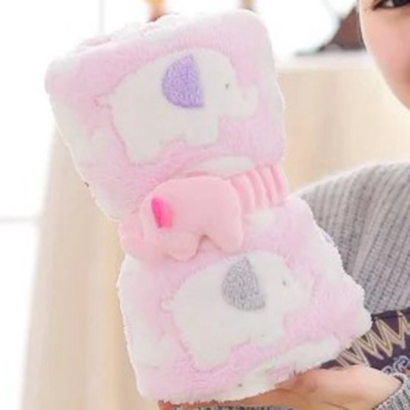 Baby Blanket & Swaddling Newborn Thermal Soft Fleece Blanket Winter Solid Bedding Set 3
