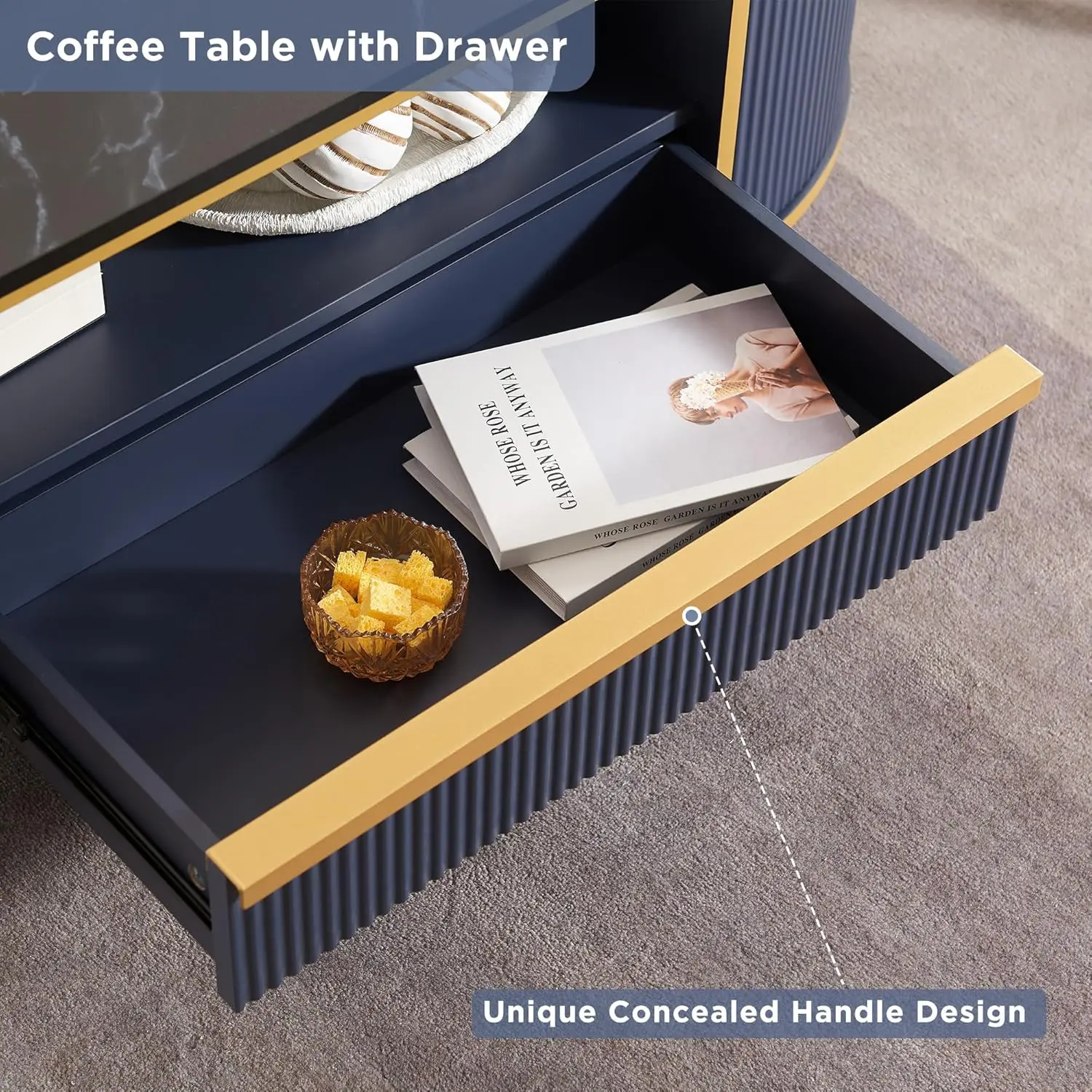 Modern Fluted Coffee Table, 48' 4