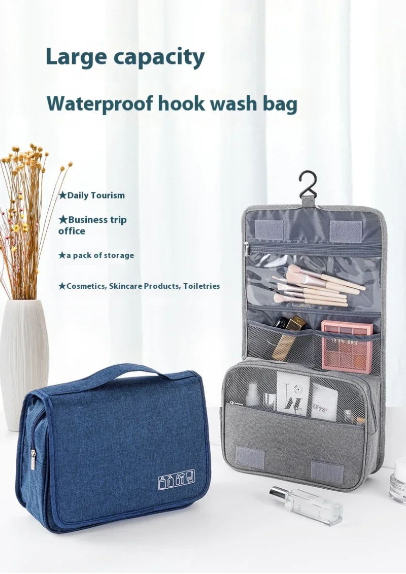 Foldable Toiletry Bag Organizer Hanging Storage Bathroom Makeup Cas 6