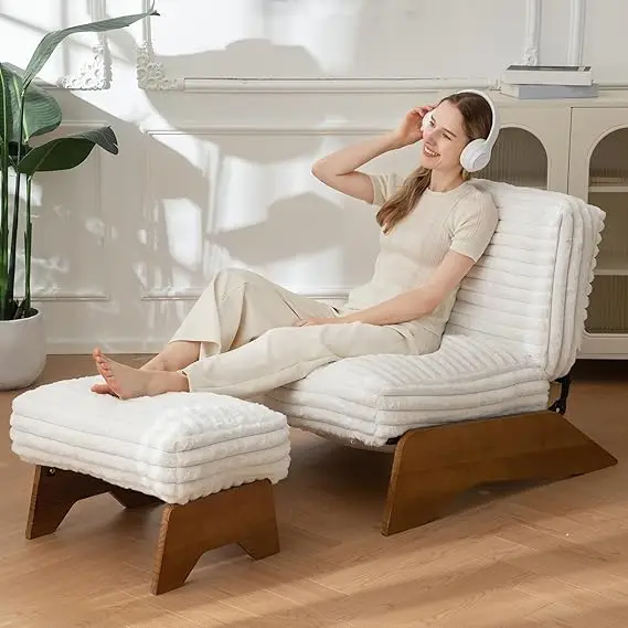 Modern Adjustable Accent Chair with Ottoman, 7