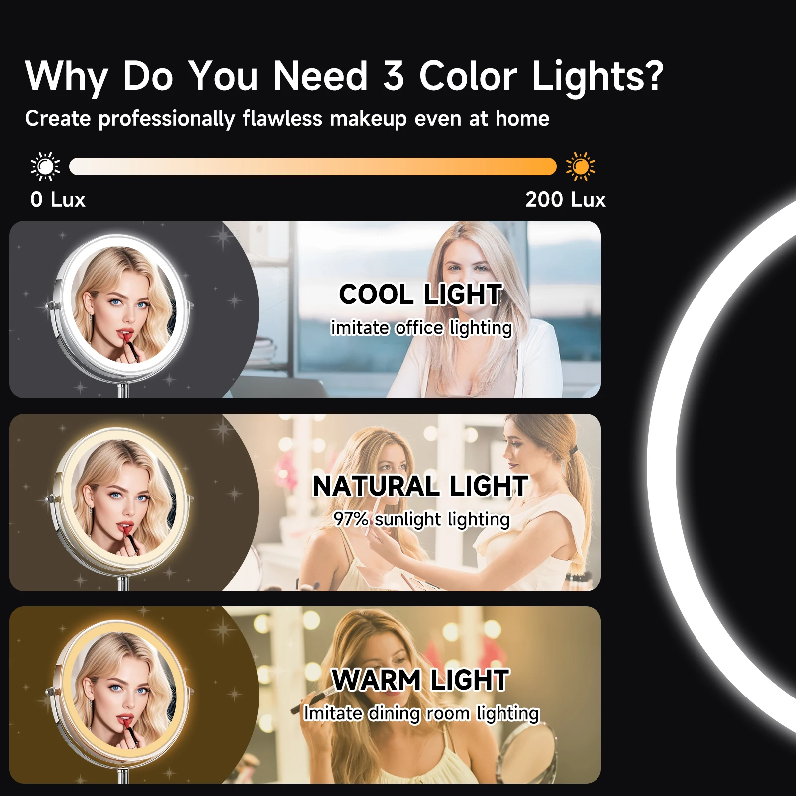Lighted Makeup Mirror with Brighter Lights,1x/10xTrue HD Magnifying Tabletop 2